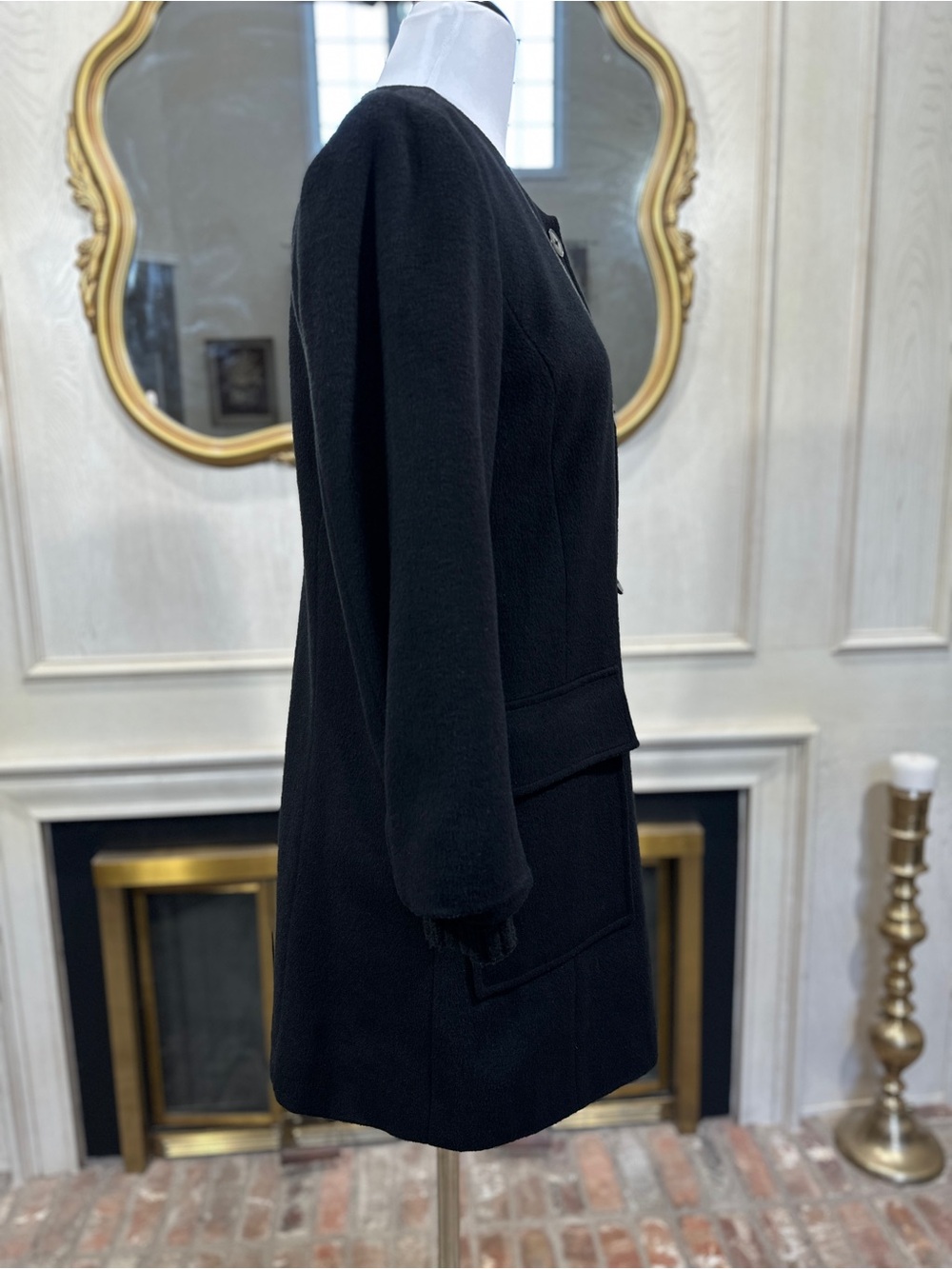 J. Jill Wool Blend Coat Size S Black Collarless Minimalist Dark Academia - Picture 6 of 9